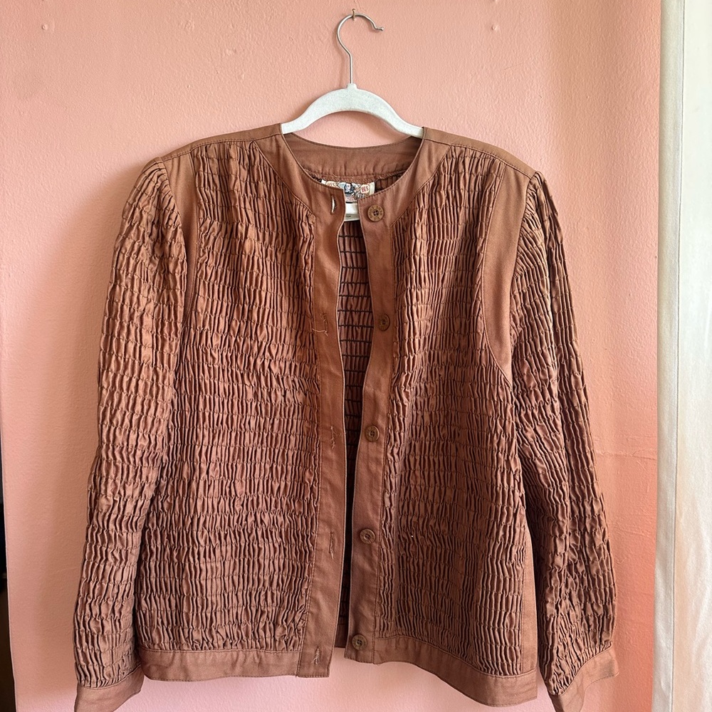 Women's Brown Textured Jacket